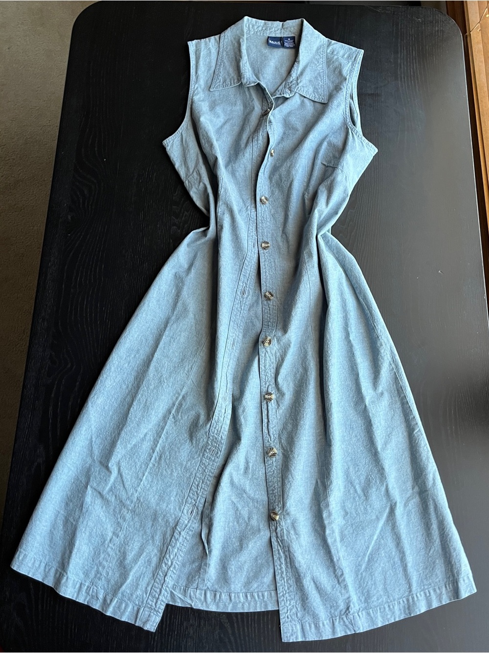 Effortless Vintage Basic Editions Denim Button Front Maxi Dress